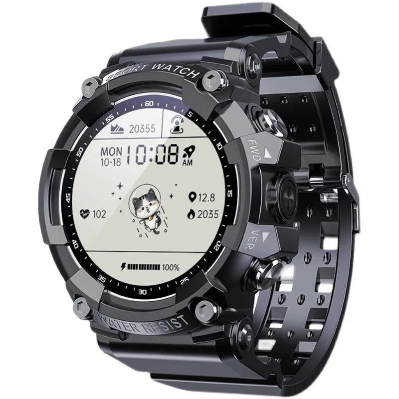 ATTACK 3 smart sports watch with round colour screen and black TPU strap