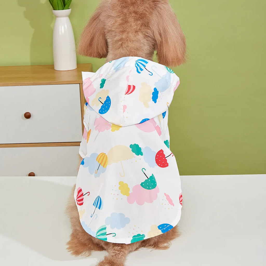 Cartoon umbrella pattern colourful pet raincoat for dogs and cats in polyester material