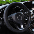 Elastic PU leather steering wheel cover with embossed corrugated texture for 37-38cm diameter wheels