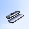 USB-C to multi-port dock expansion adapter showing HDMI, USB 3.0, PD charging, VGA, and Ethernet ports.