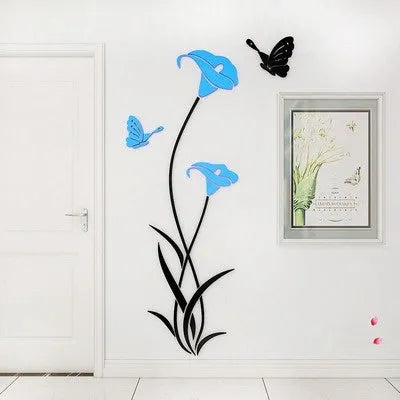 Lily design 3D acrylic wall sticker in multiple colour and size options