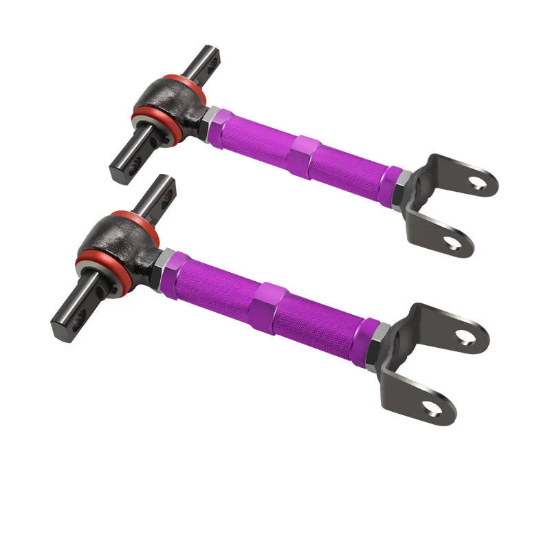 Pair of red aluminium alloy recliner rods for Honda Civic EP3 rear suspension.