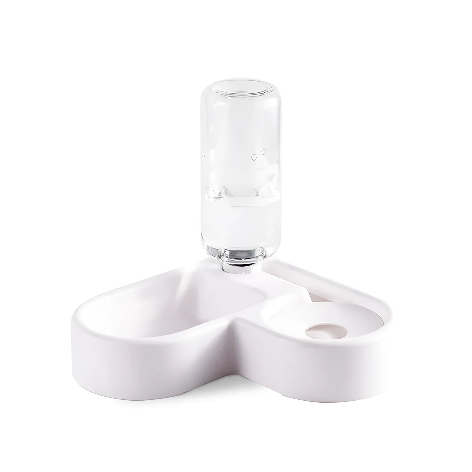 White plastic pet water fountain for cats and dogs with quiet pump, dimensions 22cm by 26cm by 16cm.