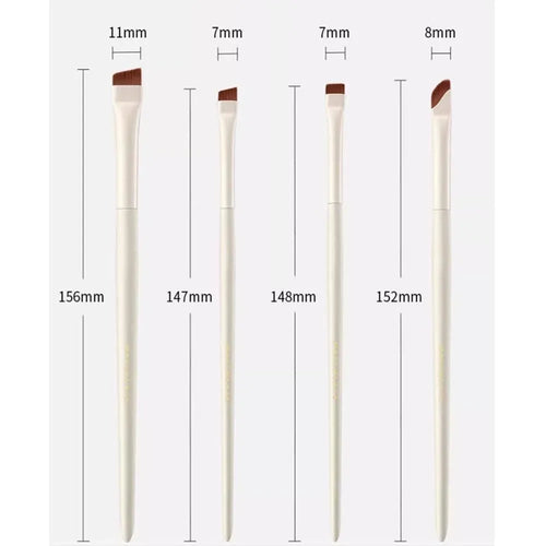 Four angled eyeliner and brow brushes with ultra-thin tips in leather case