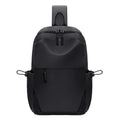 Men's grey waterproof chest bag with adjustable shoulder strap showing front compartment