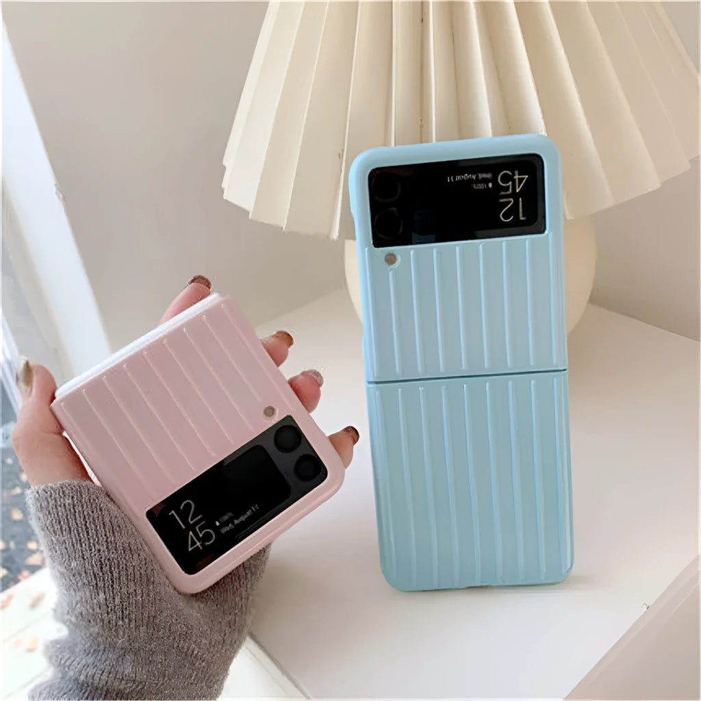 Samsung Z Flip3 ultra-thin flip phone case in PC material showing solid colour options
