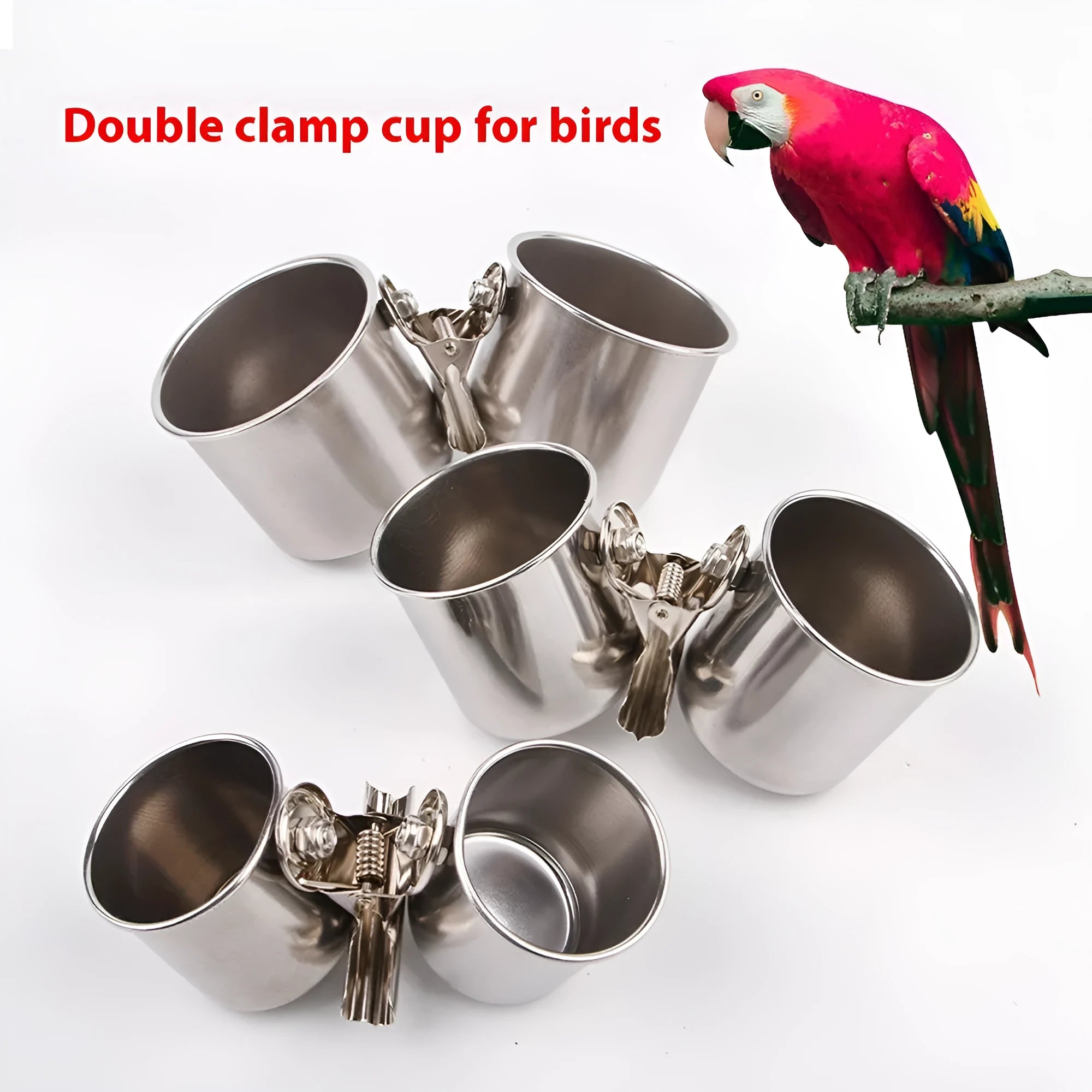 Stainless steel birdcage outdoor feeder in natural metal colour
