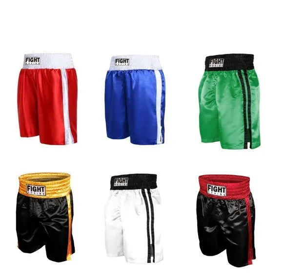 Men's loose fit satin boxing shorts with double side stripes in black and white colour option