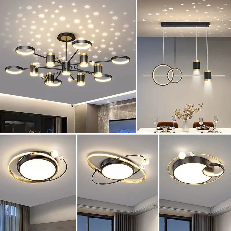 Black iron pendant chandelier with 13 heads and remote control for whole house lighting