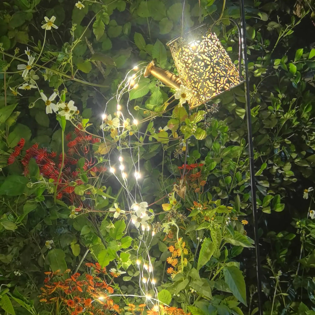 Wrought iron solar-powered butterfly kettle lamp for outdoor garden decoration