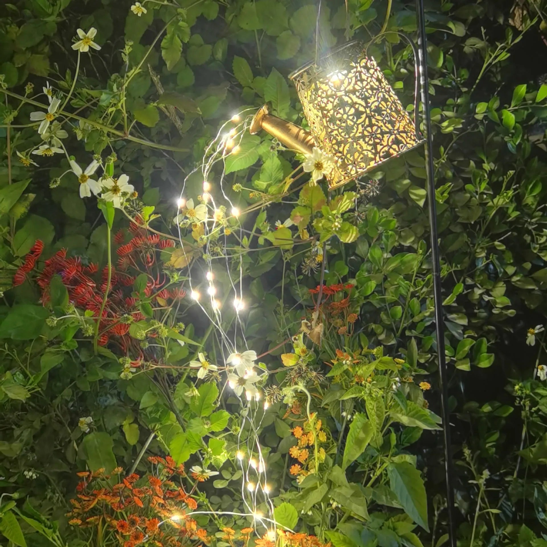 Wrought iron solar-powered butterfly kettle lamp for outdoor garden decoration
