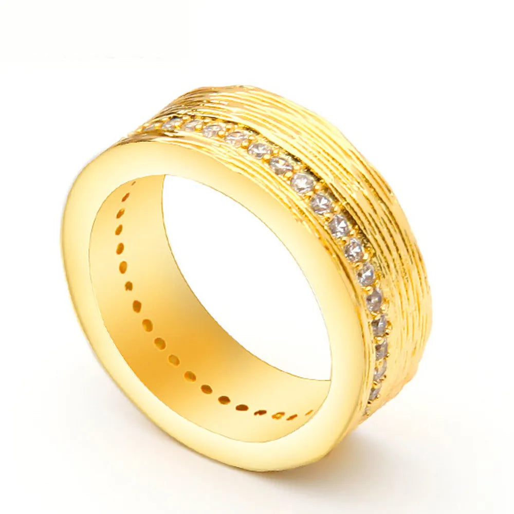 Gold geometric women's copper ring shown in sizes 6, 7, and 8.