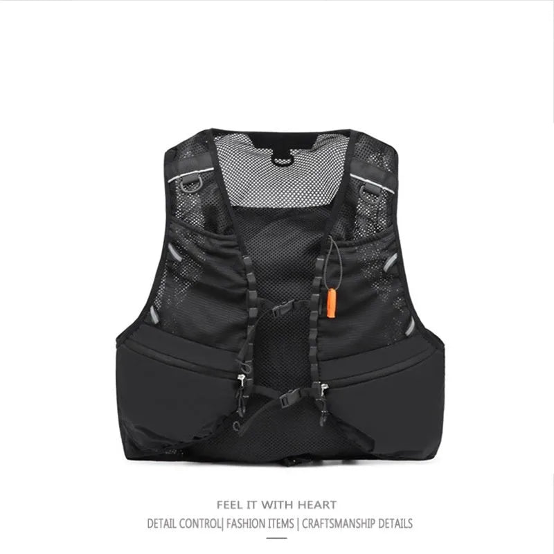 Men's cotton fishing vest and backpack combo in black, loose fit for outdoor sports