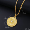 Gold-coloured geometric alloy pendant necklace with an inlaid zircon stone for women.