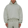 Men's grey fleece-lined cotton hoodie with wool lining and pullover design