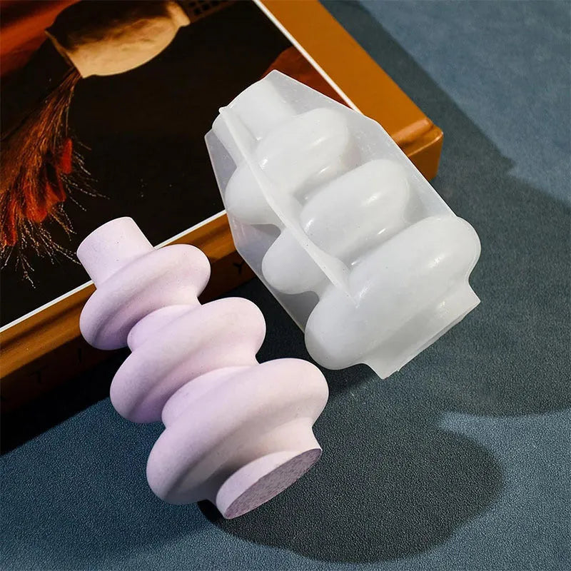 Silicone vase mould with three-layer circle design and irregular shape