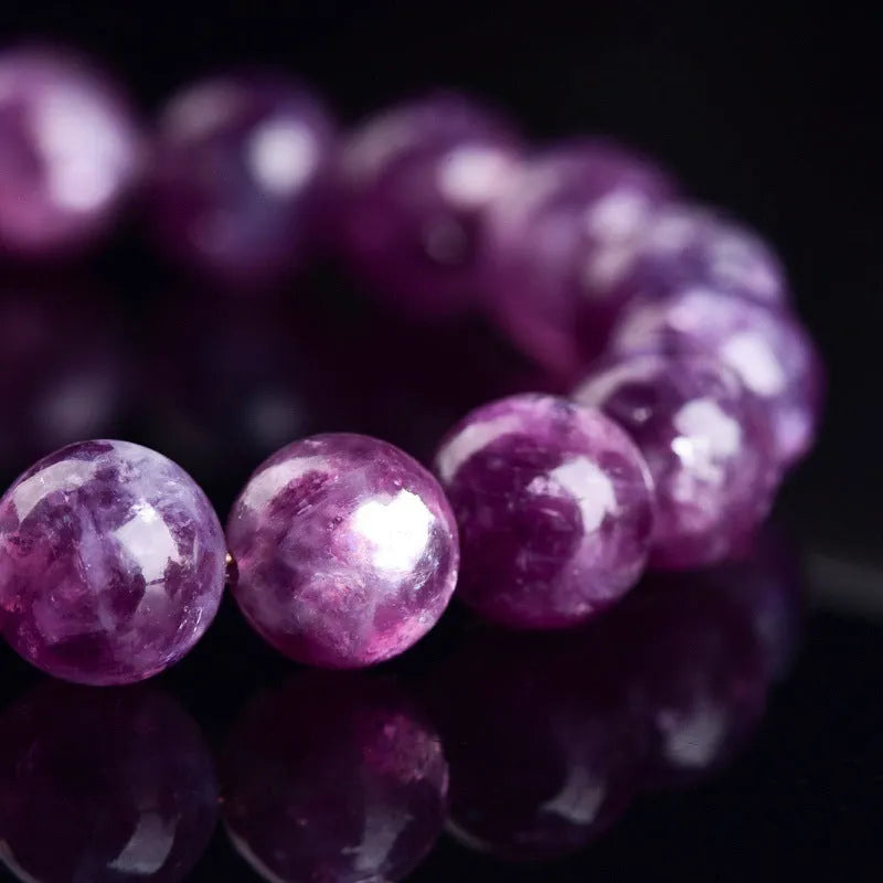 Purple crystal bracelet with polished geometric beads in unisex Korean-style design