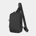 Casual black waterproof chest bag with camouflage pattern, single shoulder strap and soft handle