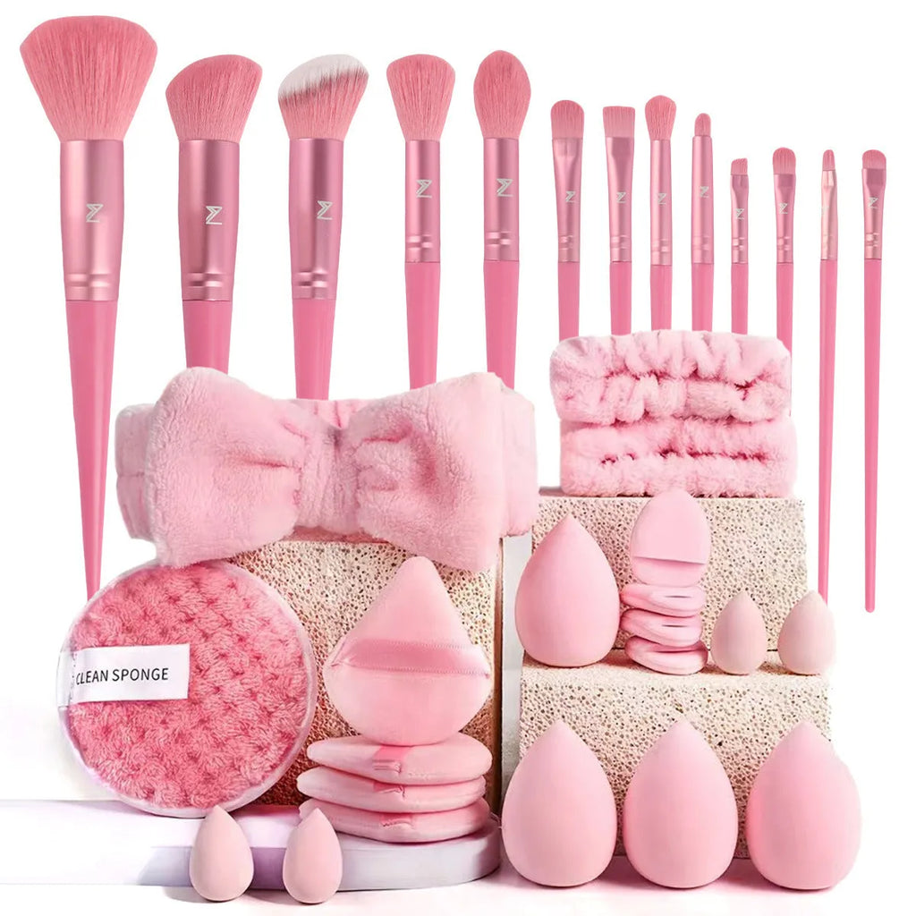 Hydrophilic non-latex beauty tools combination suit with multiple pieces for face wash and makeup application