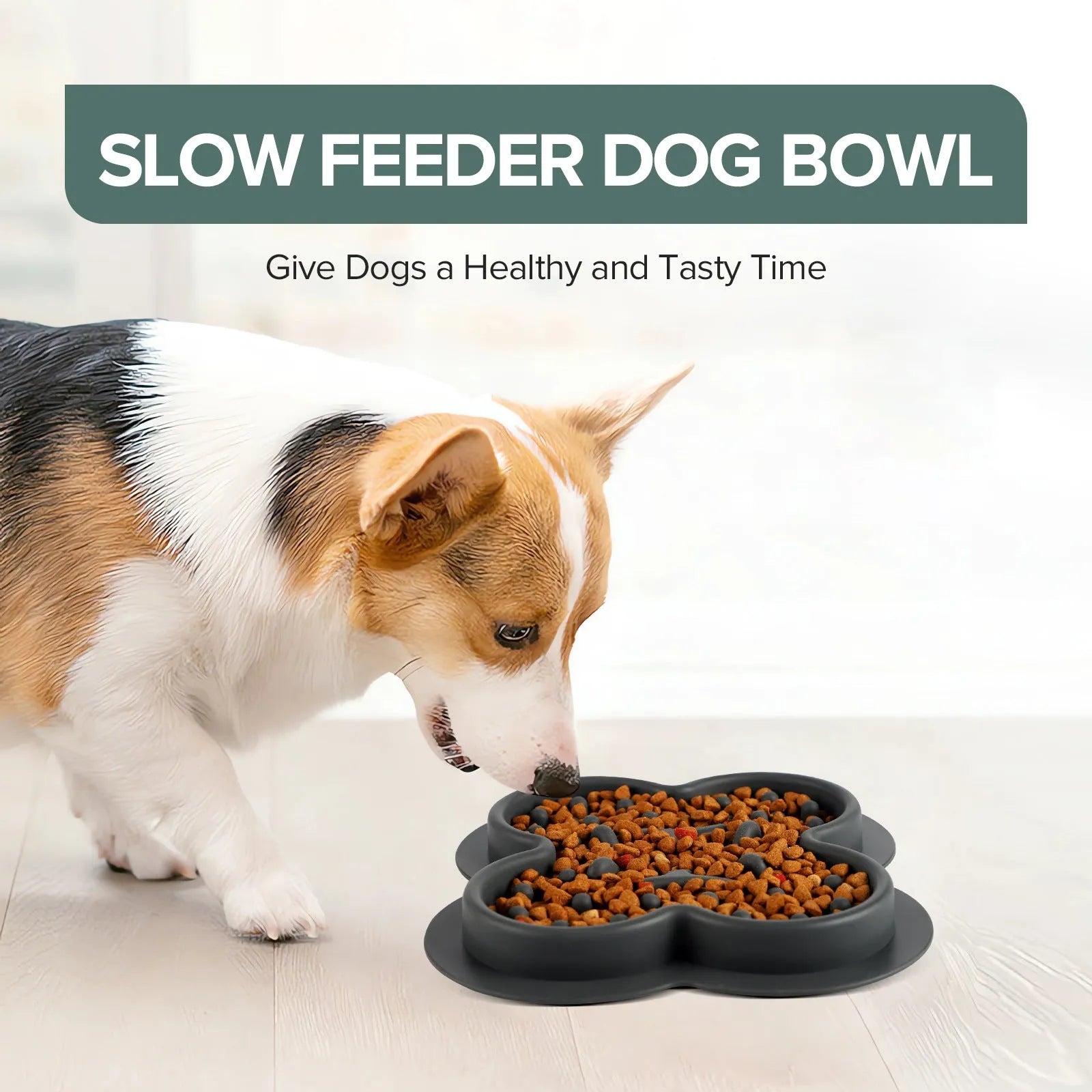 Silicone slow feeder licking pad for cats and dogs on a floor