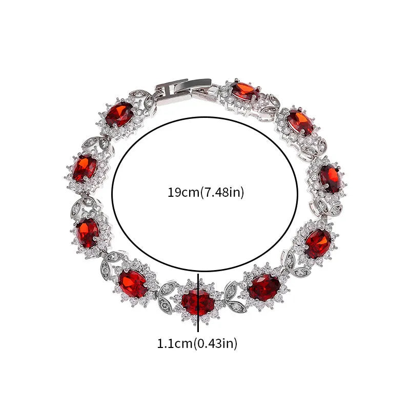 Women's simple zircon-inlaid electroplated alloy bracelet in various gemstone colour options