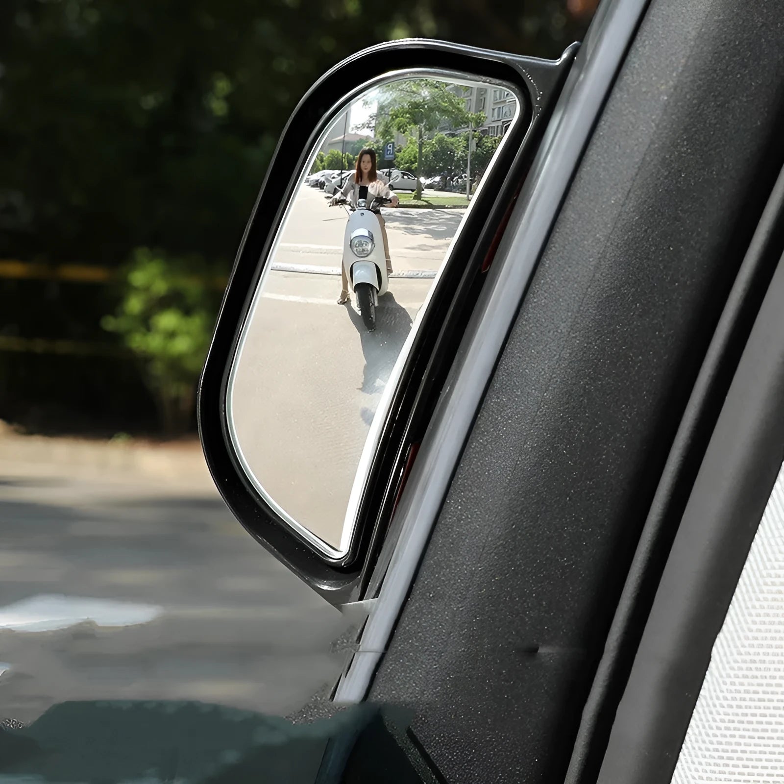 Universal two-row wide angle car exterior rearview mirror in black or white finish