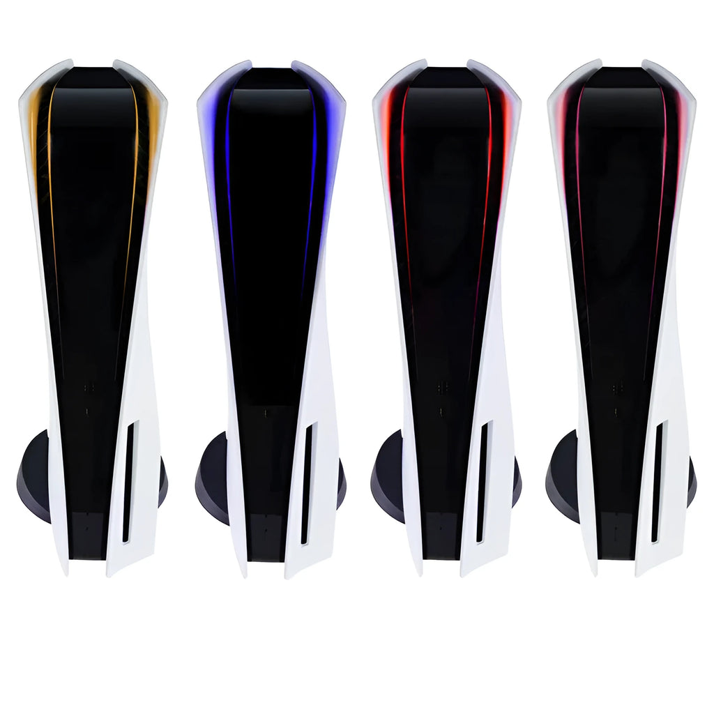 PS5 console light bar vinyl sticker in carbon fibre texture available in blue, gold, pink, and red colours