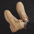 Men's Martin boots high top black PU upper round toe rubber sole lace-up