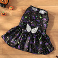 Angel wings Halloween dog costume in bright pumpkin orange and bat pattern colours