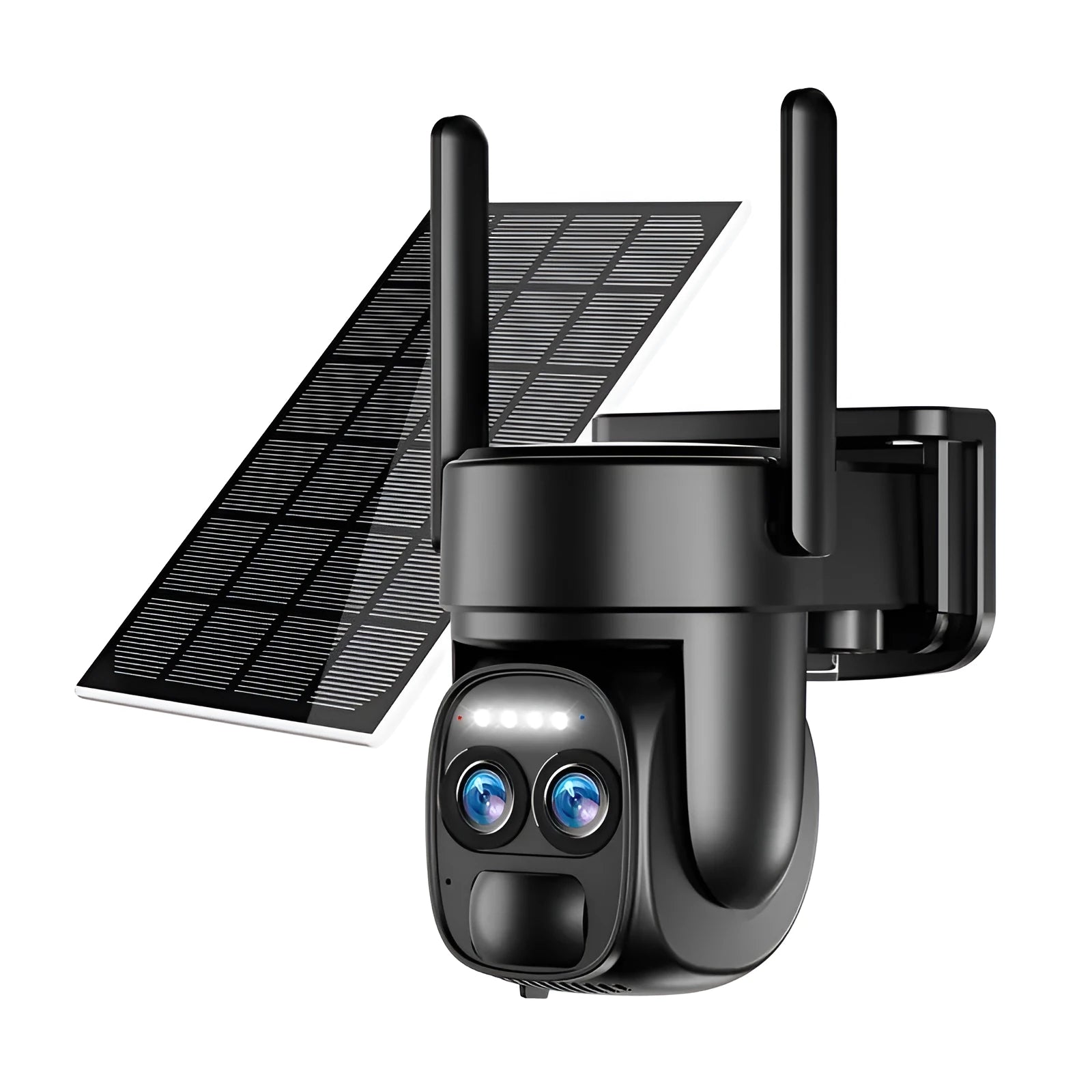 Solar-powered security camera with 8x zoom lens and dual 4G/WiFi connectivity for home surveillance