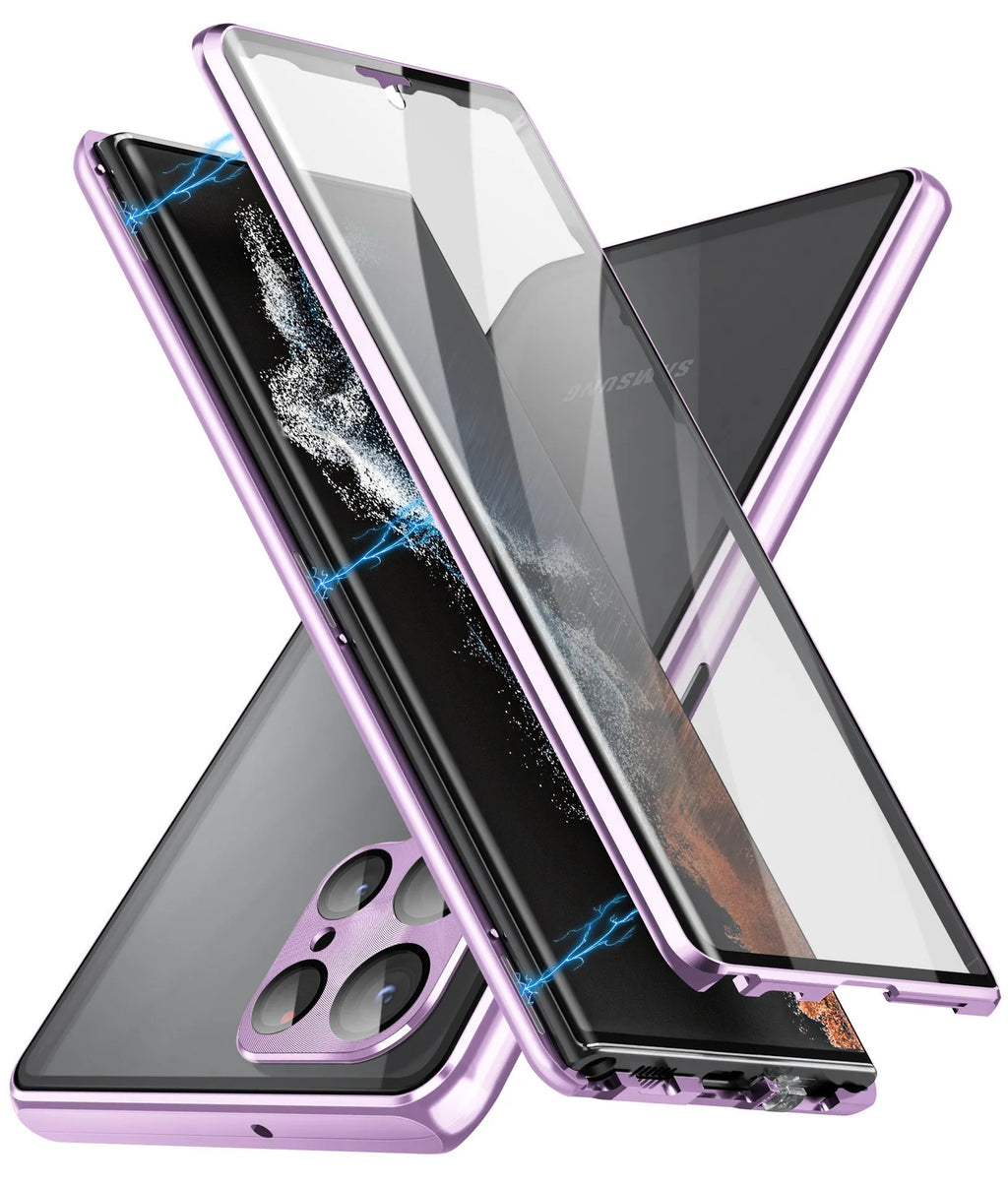 Magnetic phone case with privacy mirror for Samsung Galaxy S24 Ultra in multiple colour options