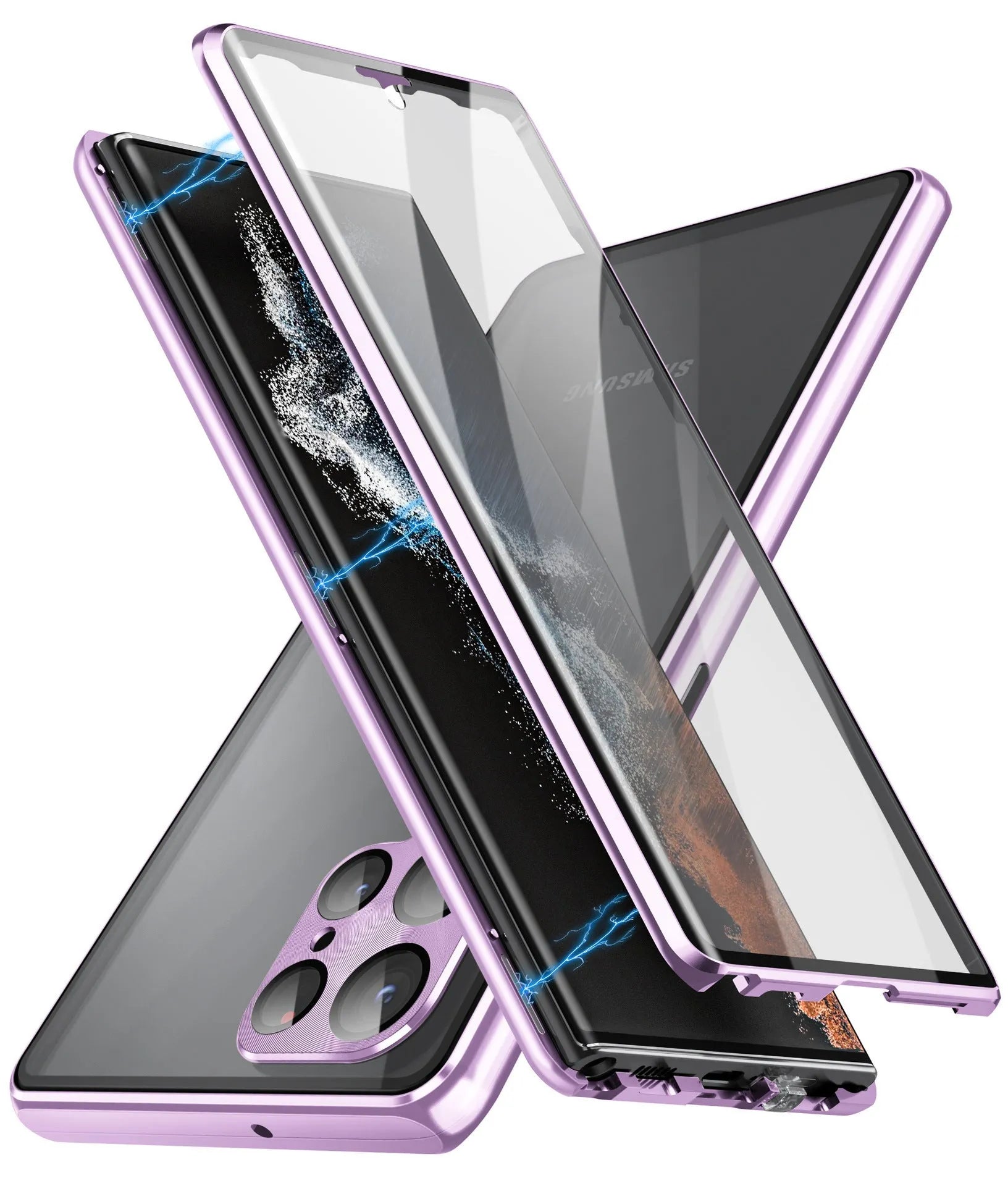 Magnetic phone case with privacy mirror for Samsung Galaxy S24 Ultra in multiple colour options