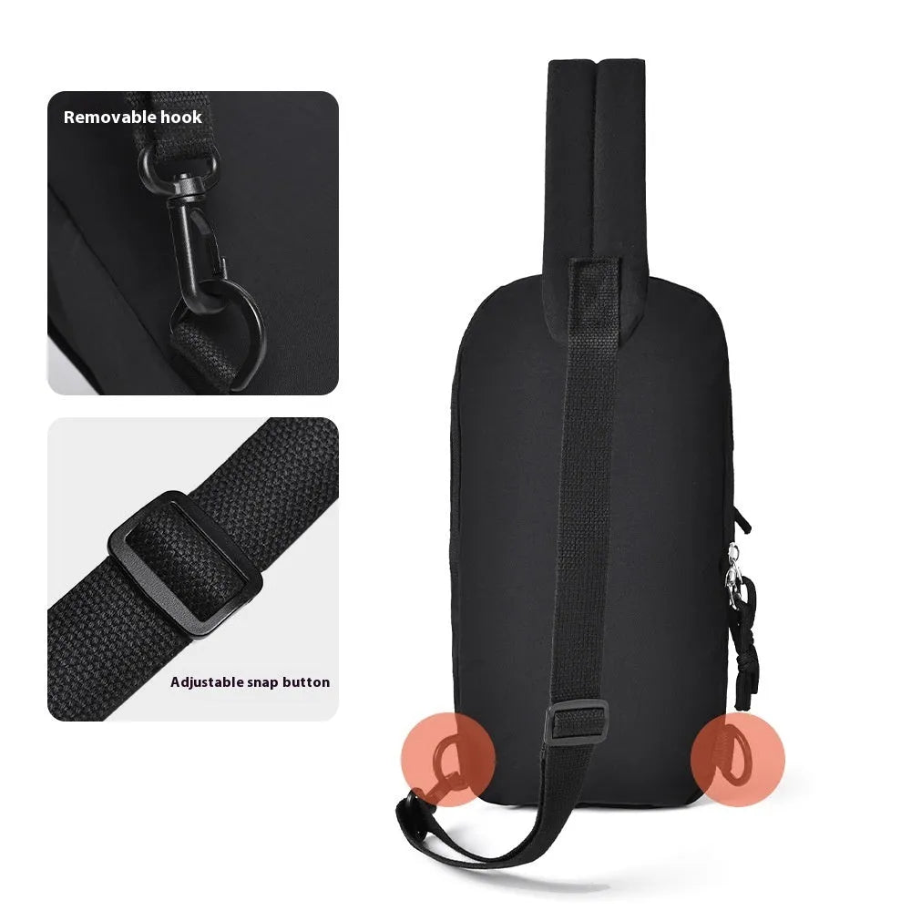 Nylon outdoor crossbody chest bag in army green with an internal phone compartment.