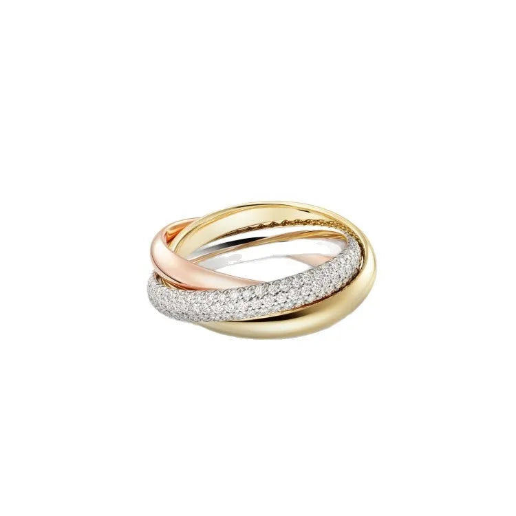 Silver couple rings with geometric U-shaped design and full diamond band option