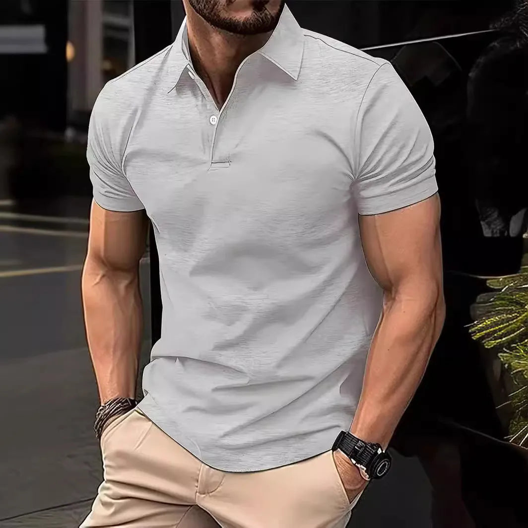 Men's slim fit cotton mix short sleeve button shirt in solid colours
