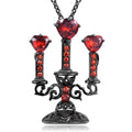 Retro candlestick Gothic necklace with hollow pendant and cross chain in zinc alloy