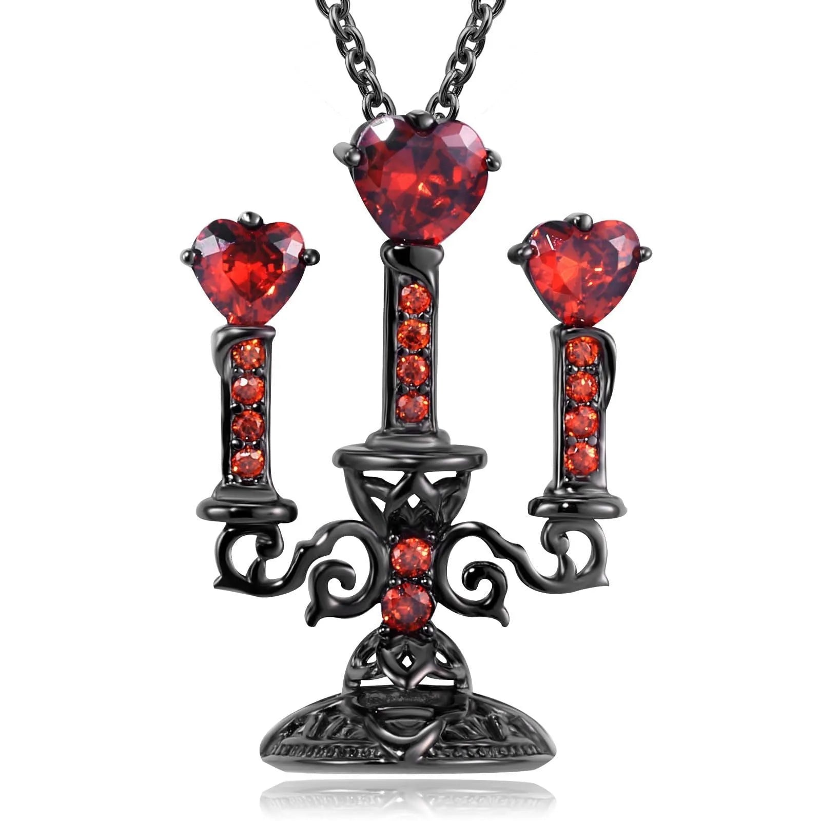 Retro candlestick Gothic necklace with hollow pendant and cross chain in zinc alloy