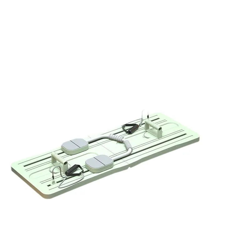 Purple foldable plastic supine board for abdominal exercises lying flat and folded for storage.