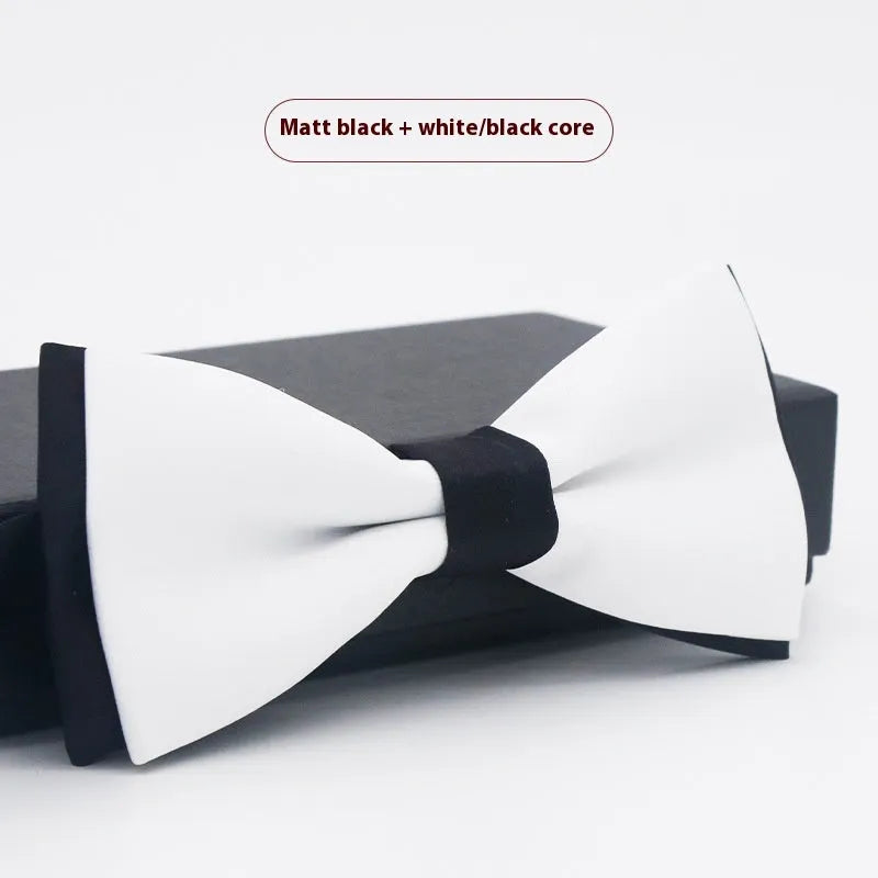 Flat head style bow tie in small plaid pattern measuring 12x6cm for formal wedding and business wear