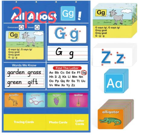 Creative letters learning sleeve table chart with alphabet cards and song set for children