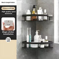 Black punch-free toilet bath storage rack with multiple layers for bathroom organisation