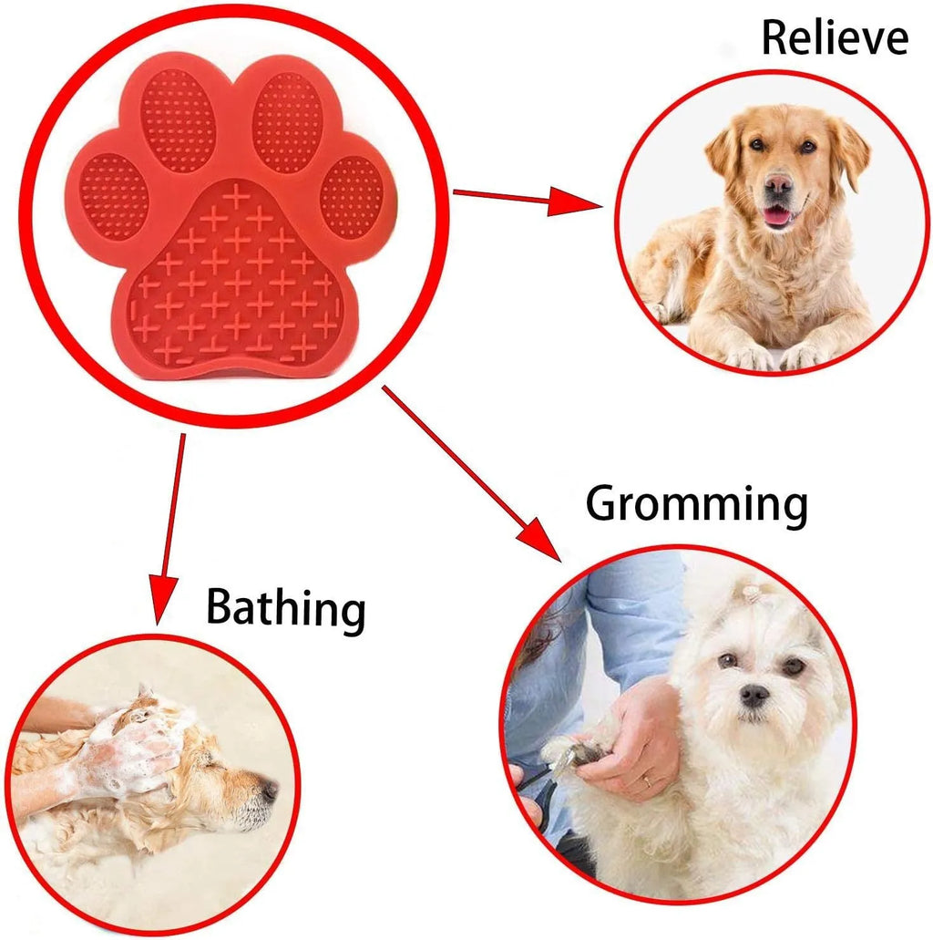 Blue bone-textured silicone dog licking mat with strong suction cups on the back