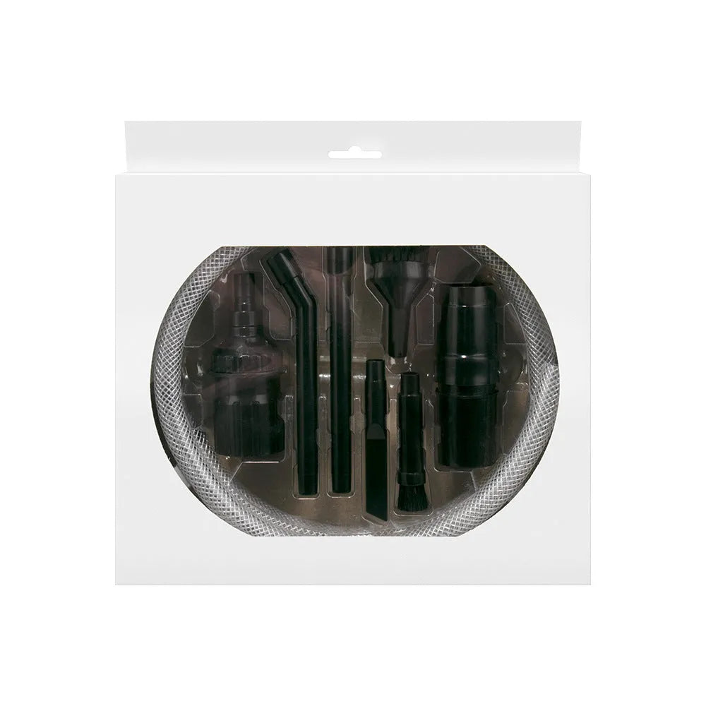 Box containing eight vacuum cleaner suction head accessories for small area cleaning.