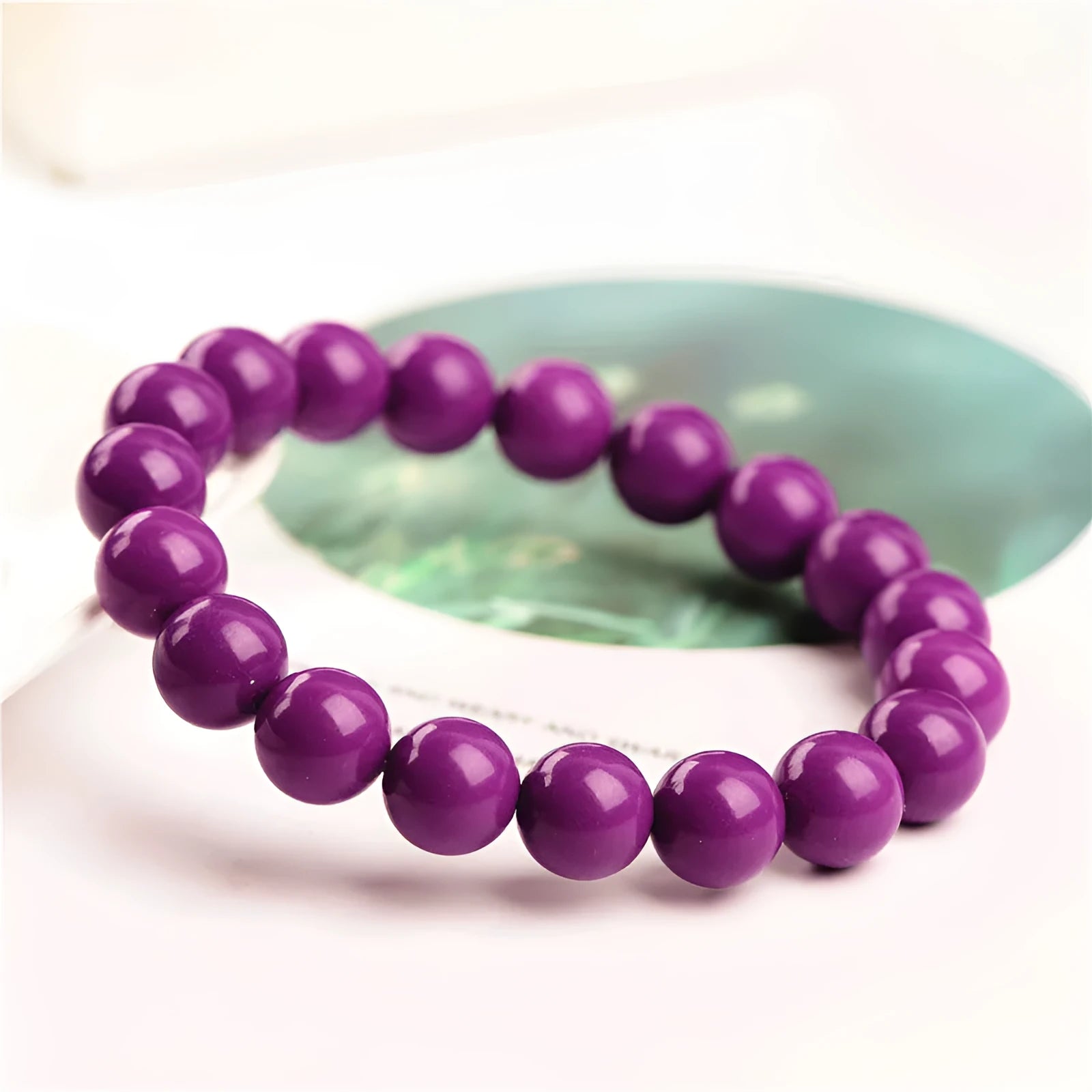 Jiuya purple mica crystal bracelet with polished beads in original unisex design
