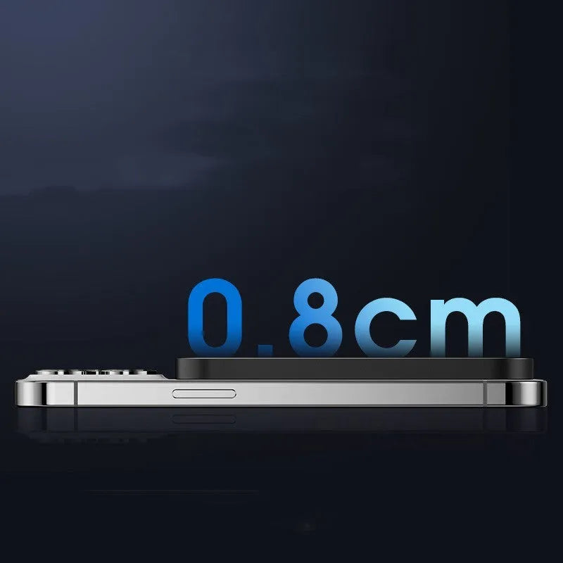 Black and titanium gold magnetic wireless power bank with an alloy metal shell.