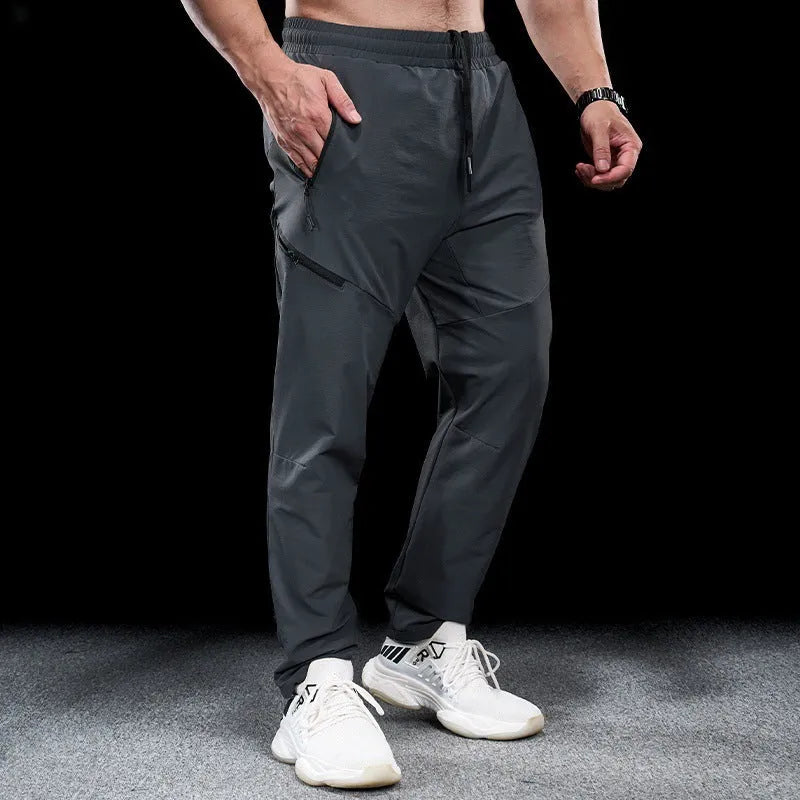 Men's waterproof quick-drying nylon workout trousers in Army Green colour