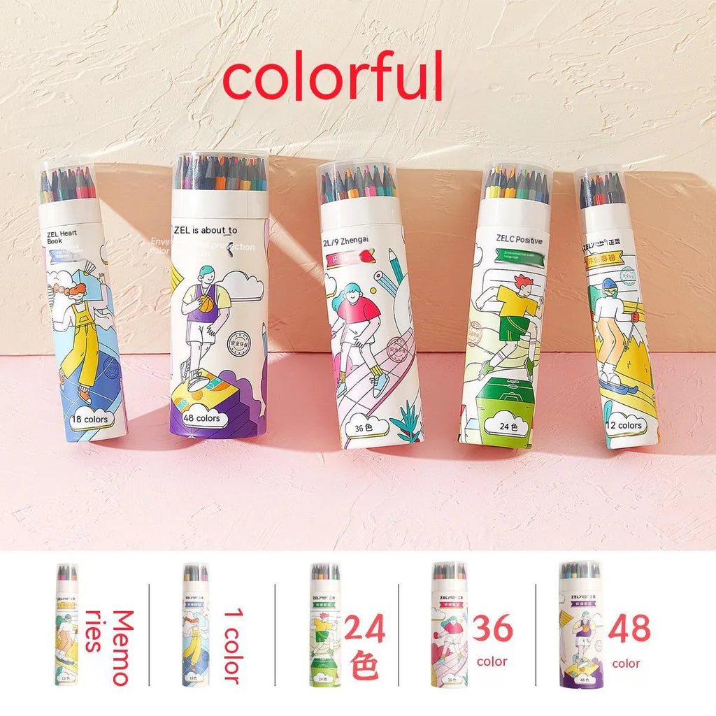 Zhenglin Sports colour pencils in 24 or 36 colour sets with paper barrels for children's art projects