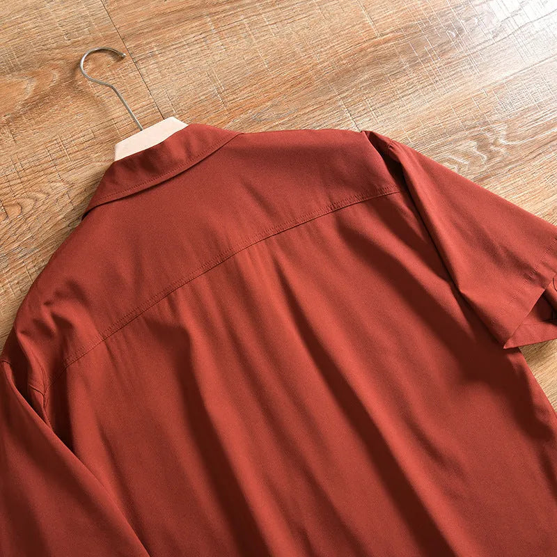 Men's loose fit summer cardigan shirt in quick-drying polyester fabric with Japanese fresh style