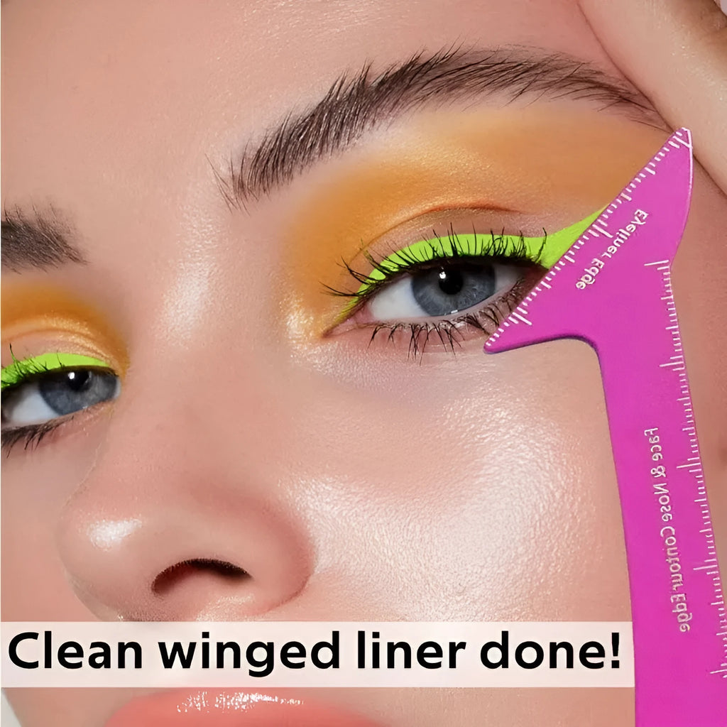 Reusable 3-in-1 eyeliner stencil tool for winged eyeliner, eyebrow definition, and face contour on hooded eyes