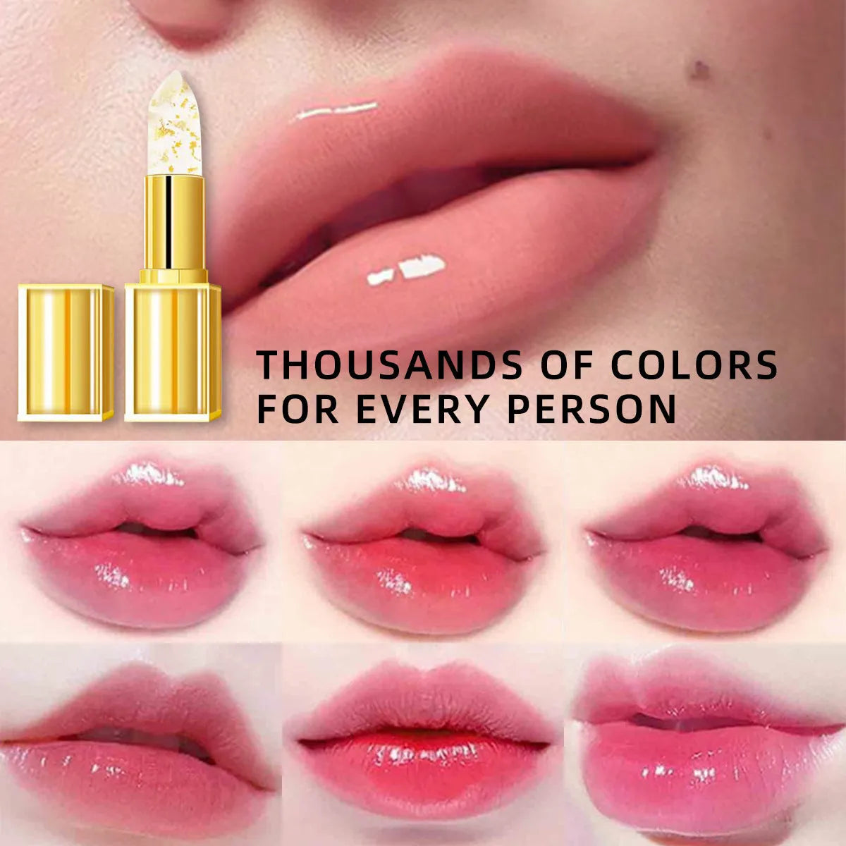 A bullet of Anti-smudge Gilding Warm Colour-Changing Lipstick in a 3.5g size.
